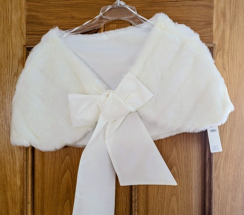 Cream fur wrap wedding - fur,