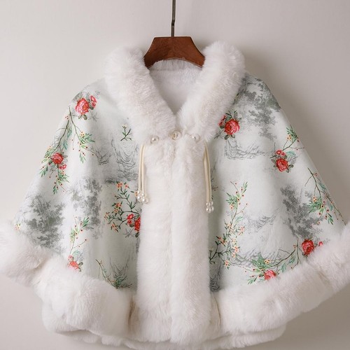 Women faux fur shawl wrap - faux,
