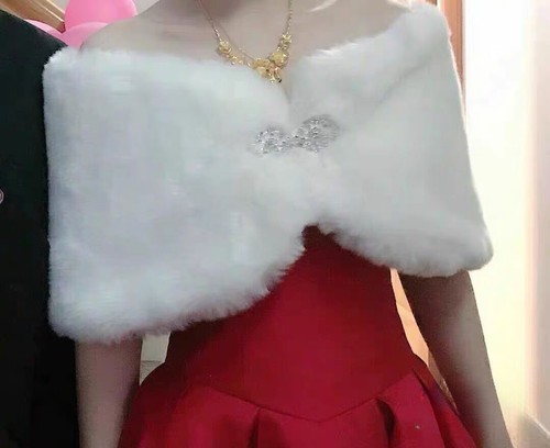 Bridal ivory faux fur cape - ivory,