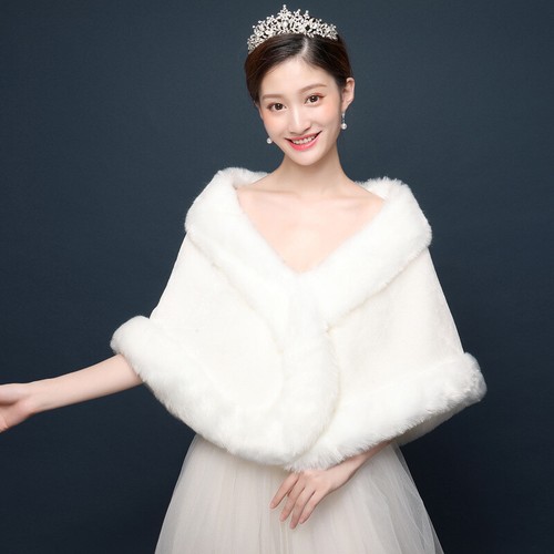 Ivory red white faux fur - ivory,