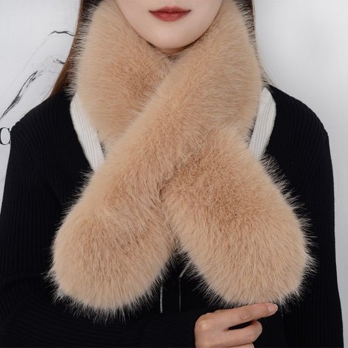 Women fluffy faux fur - faux, neck