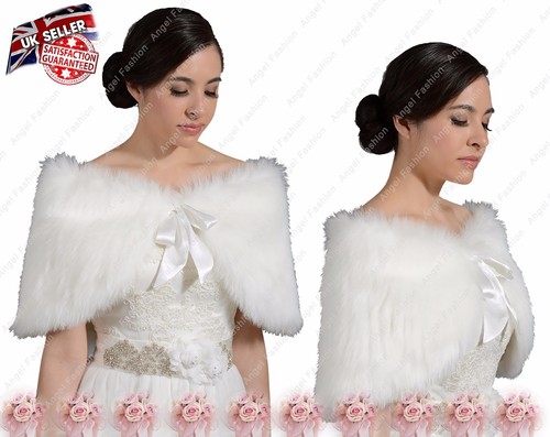 Faux fur ivory wrap bridal - faux,