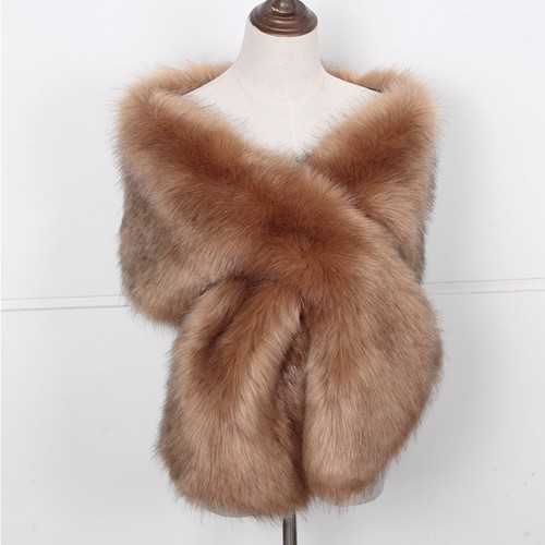 Women faux fur shawl thicken - faux,