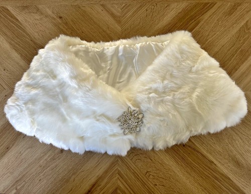 Ivory faux fur bridal shawl - ivory,