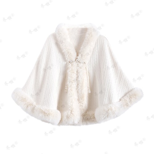 Women soft faux fur - soft, poncho